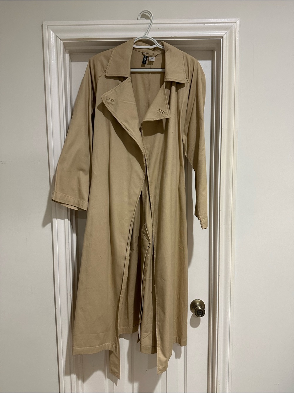 H&M Light Khaki Trench Coat - Women's Long Open Front